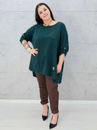 bluzka oversize zielona plus size Stylowa XL – w całości