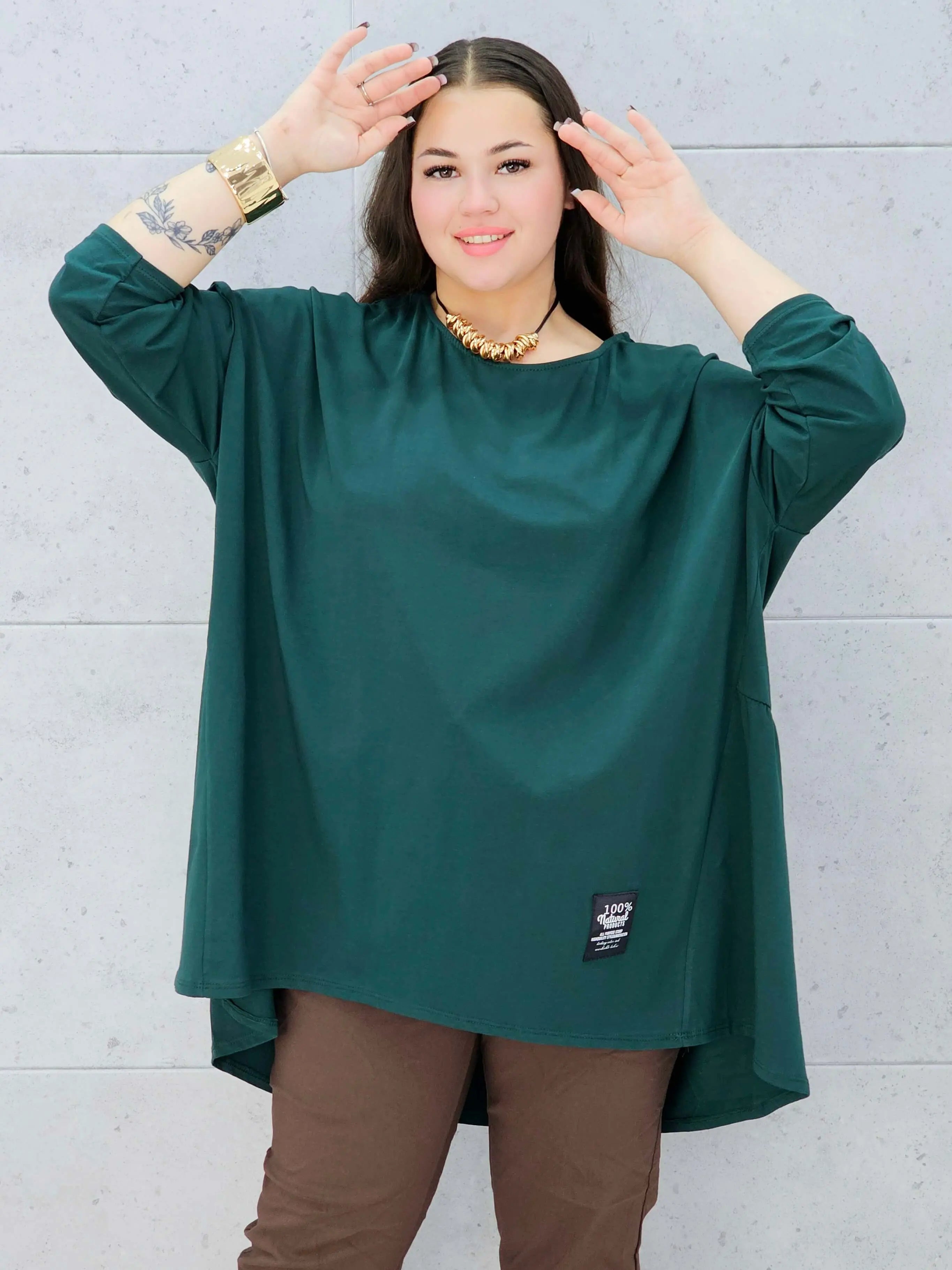 bluzka oversize zielona plus size Stylowa XL – przód