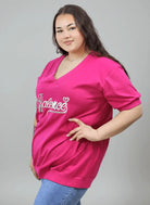 Bluzka plus size Balance z dekoltem V i ozdobnym haftem Stylowa XL