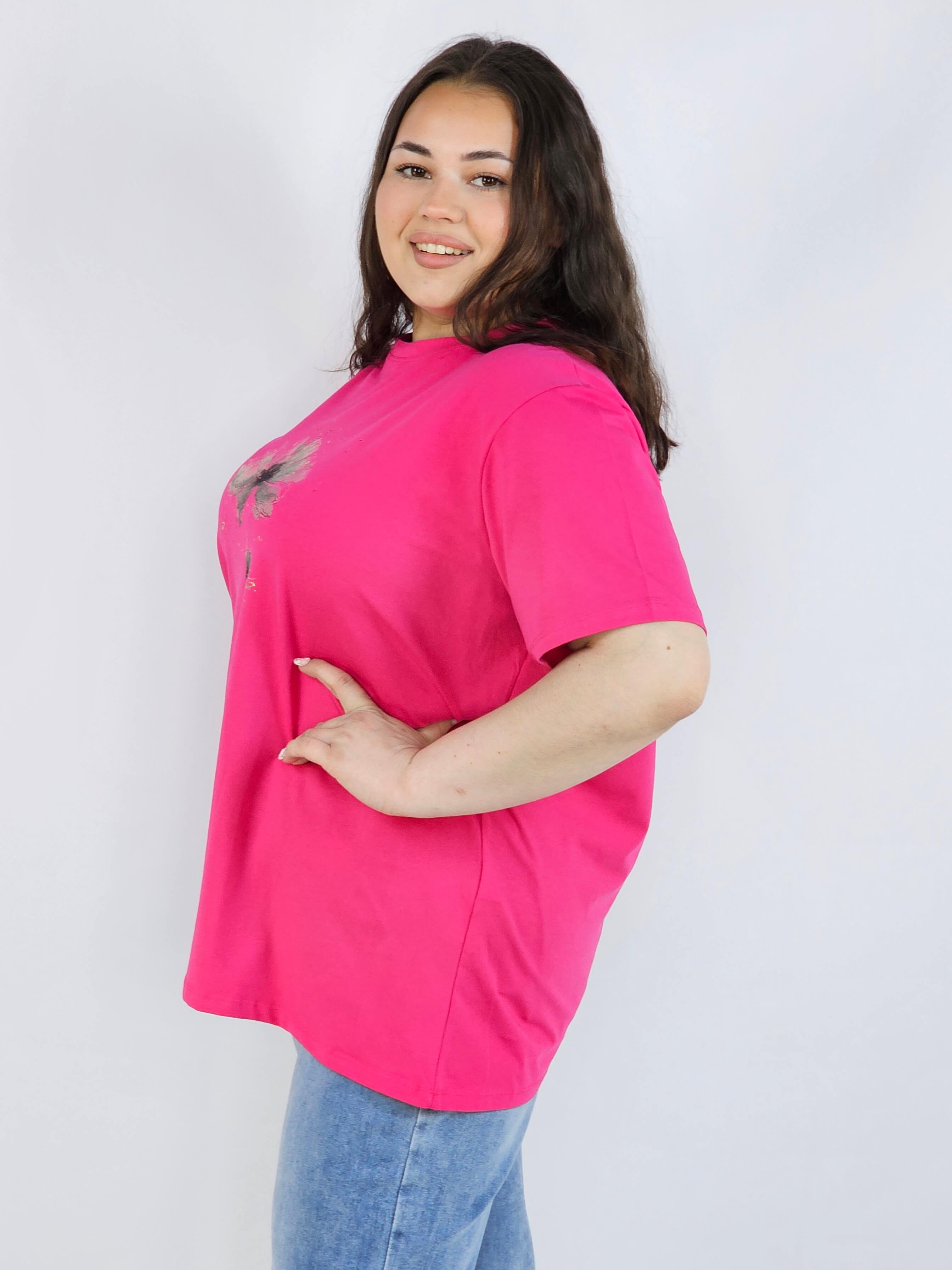 Bluzka plus size XXL z delikatnym kwiatem – stylowa i ponadczasowa Stylowa XL