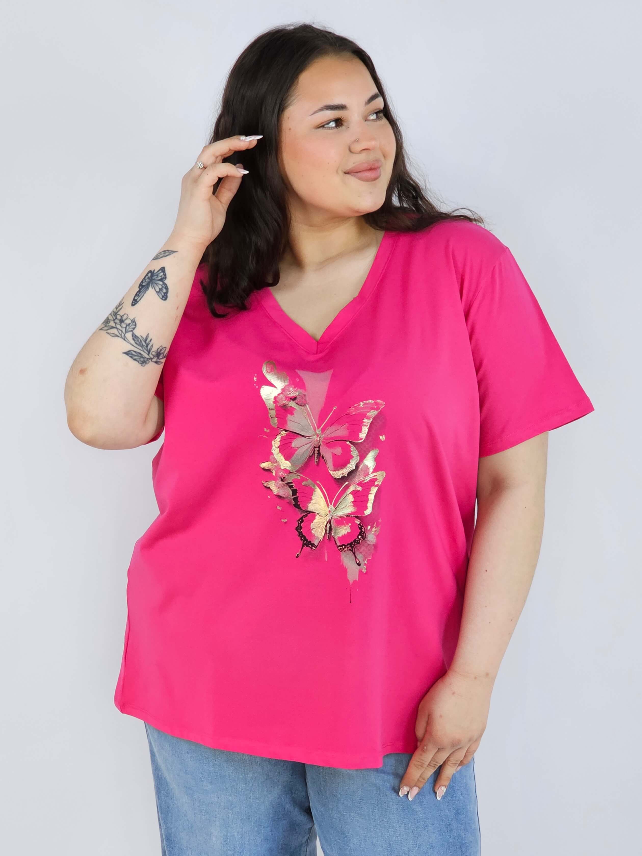 Bluzka plus size XXL z motywem motyli – kobieca i stylowa na co dzień Stylowa XL