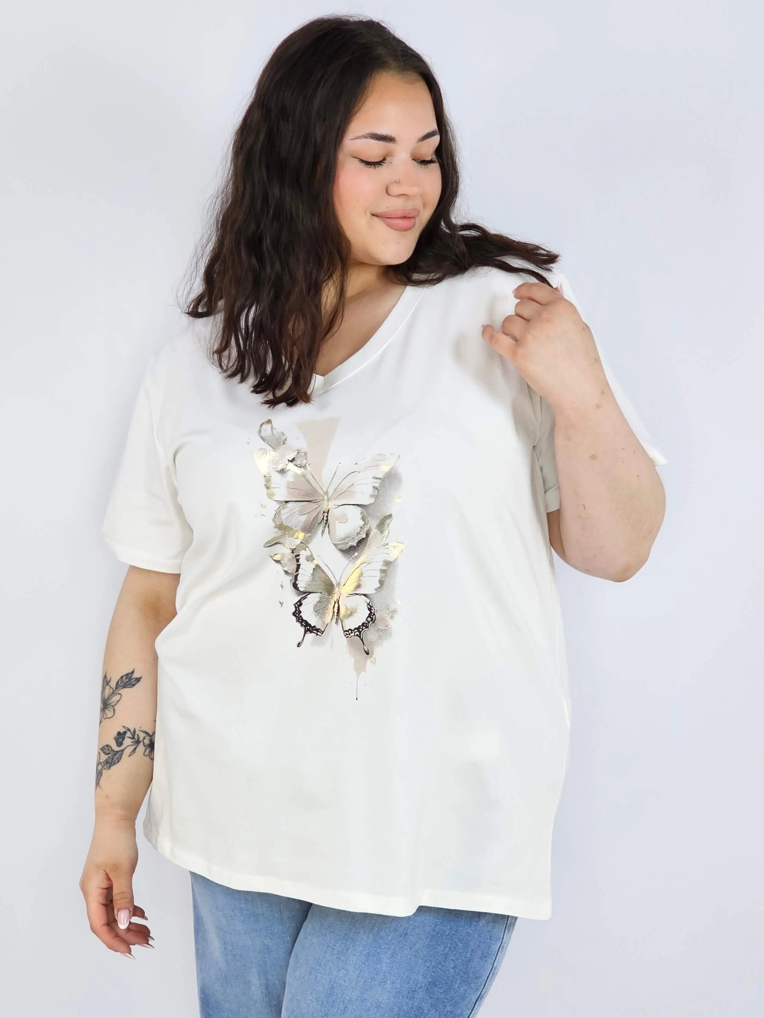 Bluzka plus size XXL z motywem motyli – kobieca i stylowa na co dzień Stylowa XL