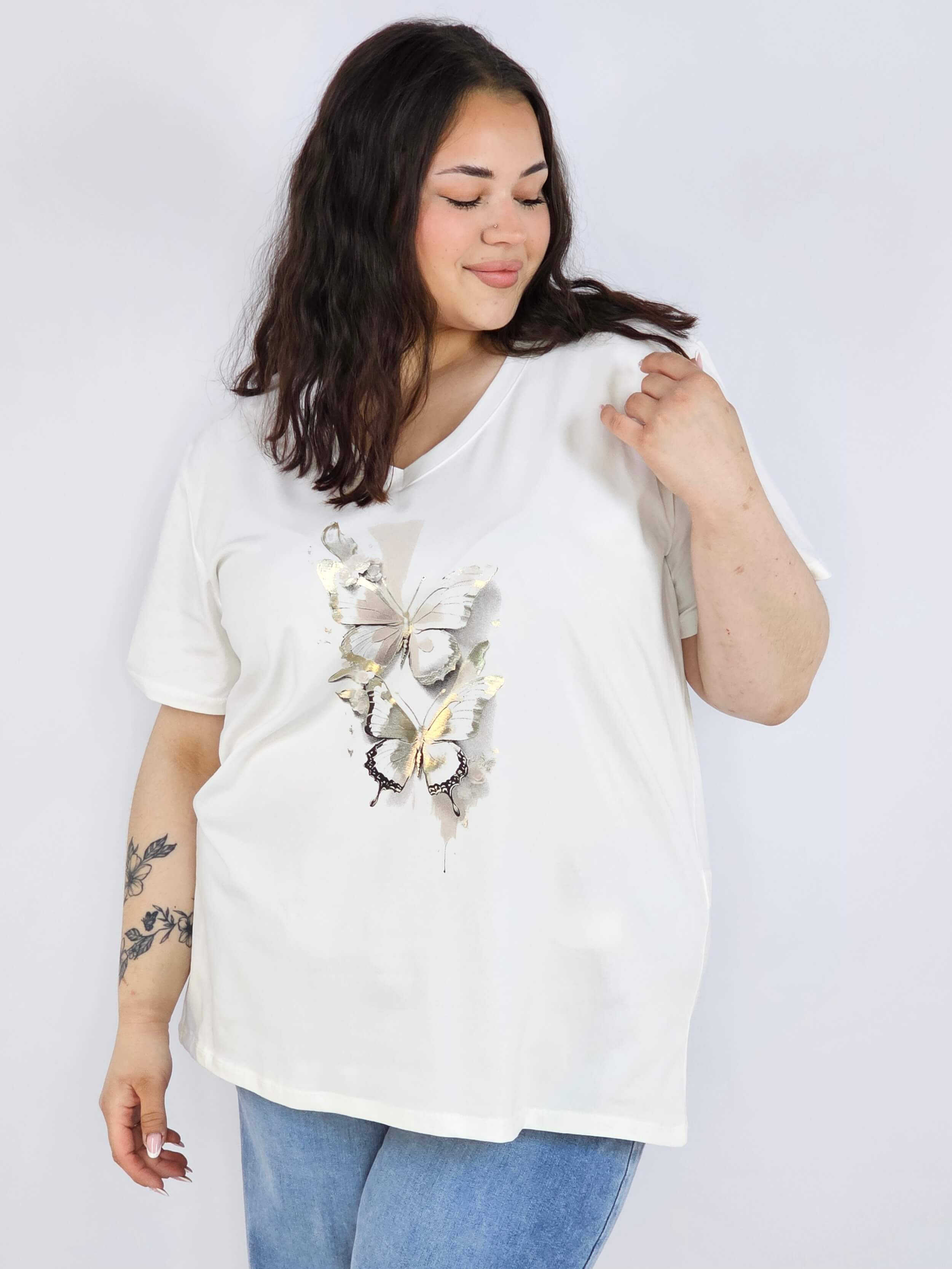 Bluzka plus size XXL z motywem motyli – kobieca i stylowa na co dzień Stylowa XL