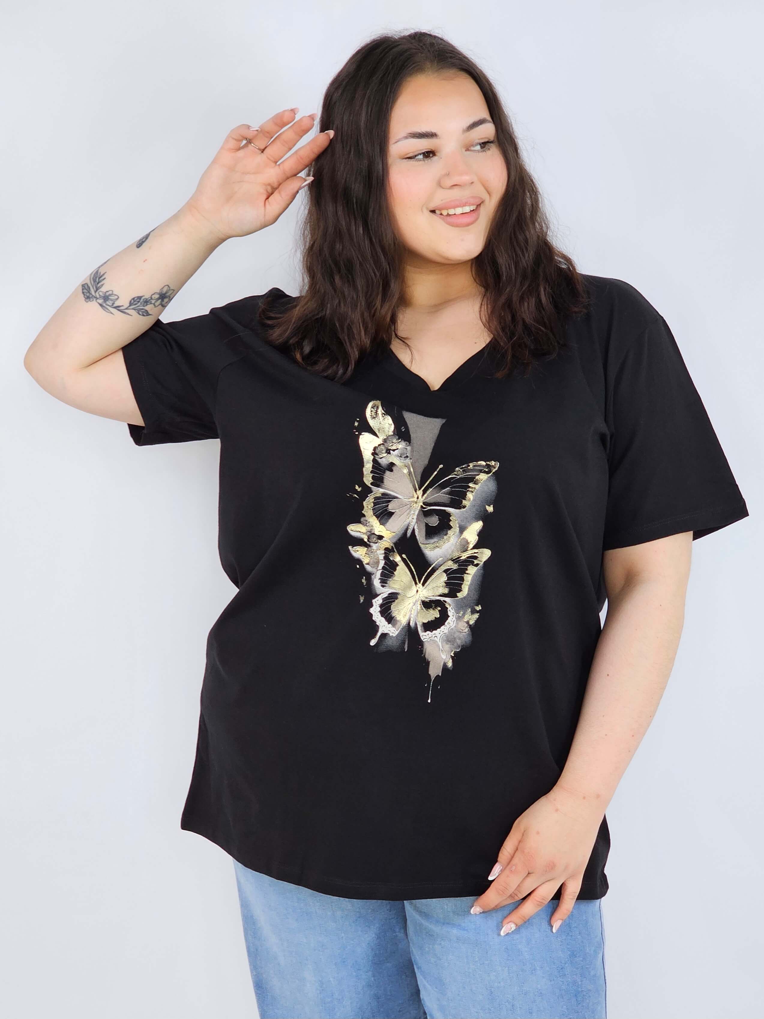 Bluzka plus size XXL z motywem motyli – kobieca i stylowa na co dzień Stylowa XL