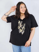 Bluzka plus size XXL z motywem motyli – kobieca i stylowa na co dzień Stylowa XL