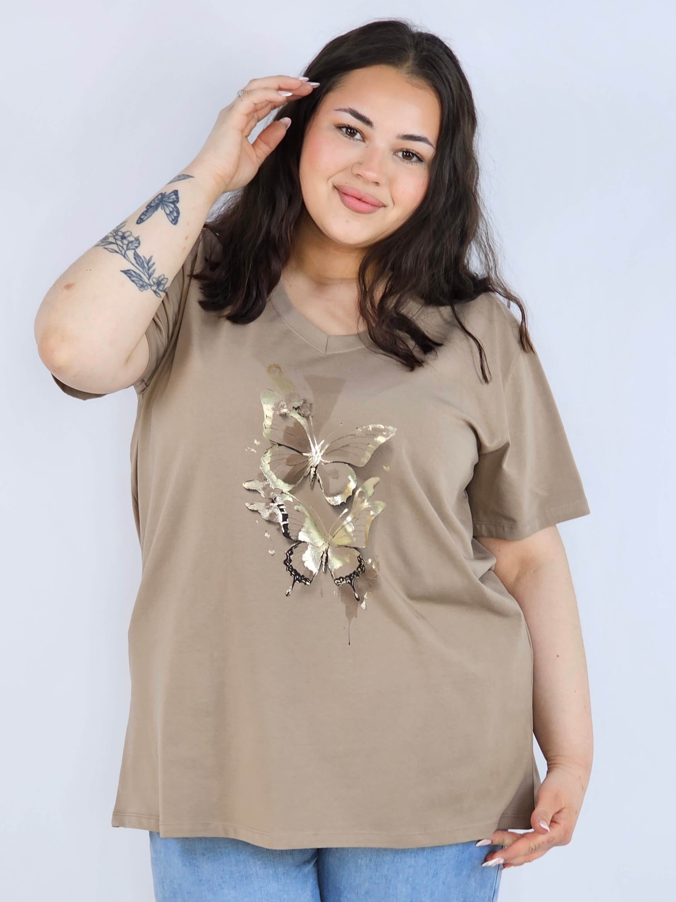 Bluzka plus size XXL z motywem motyli – kobieca i stylowa na co dzień Stylowa XL