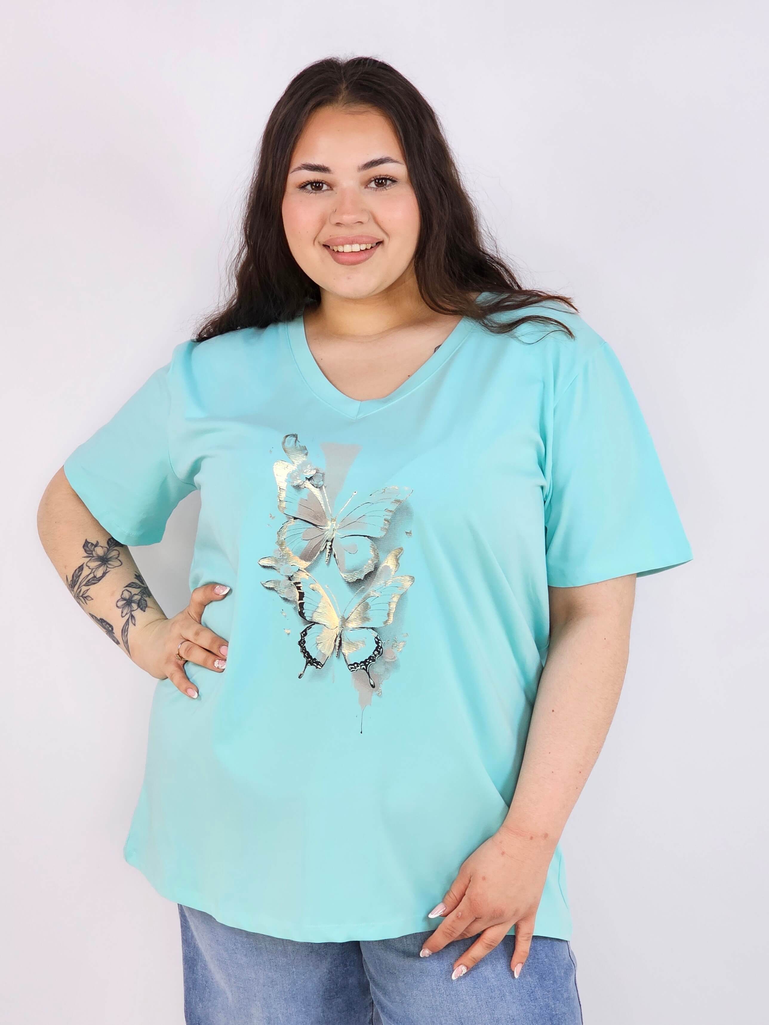 Bluzka plus size XXL z motywem motyli – kobieca i stylowa na co dzień Stylowa XL