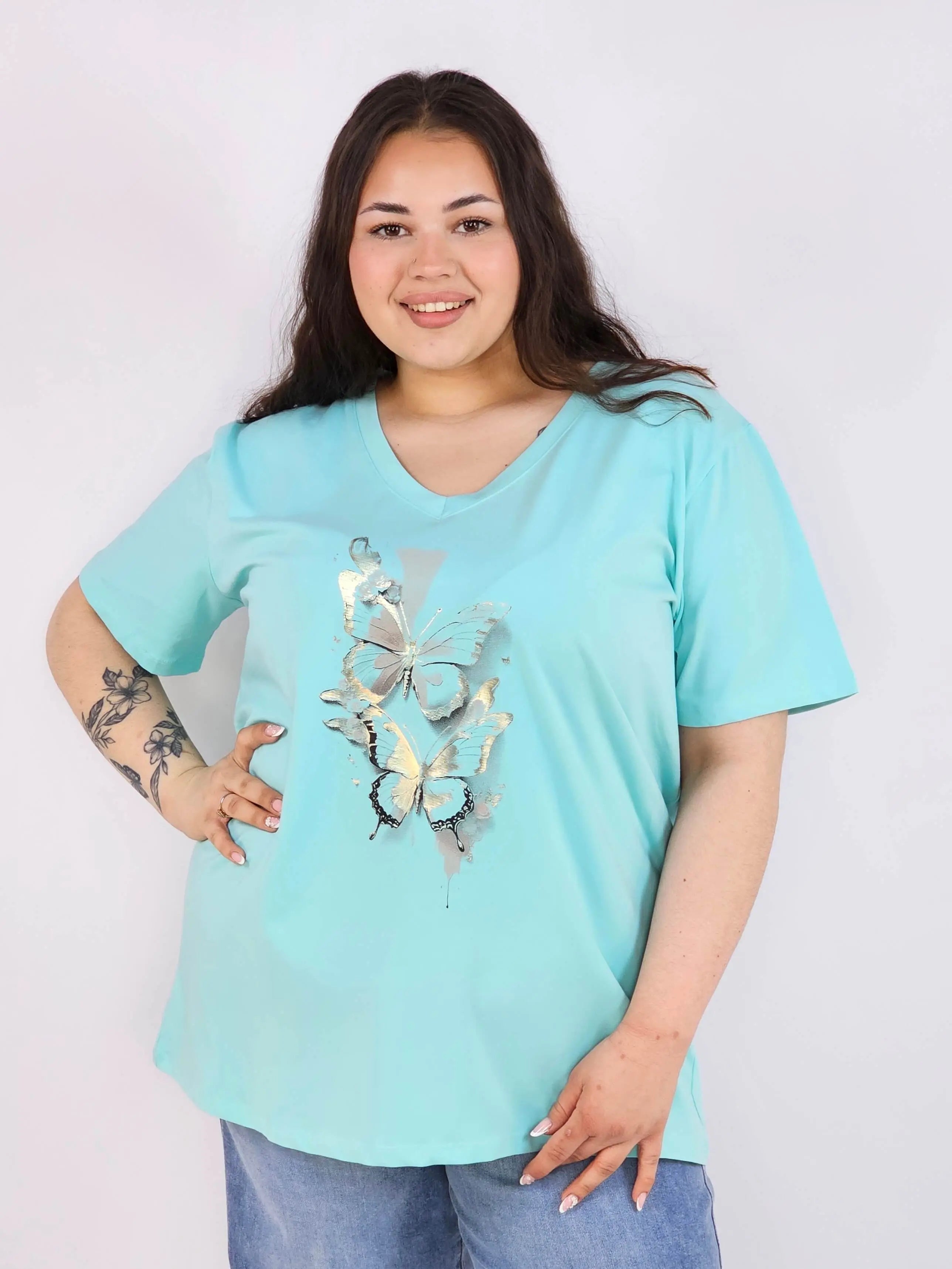 Bluzka plus size XXL z motywem motyli – kobieca i stylowa na co dzień Stylowa XL