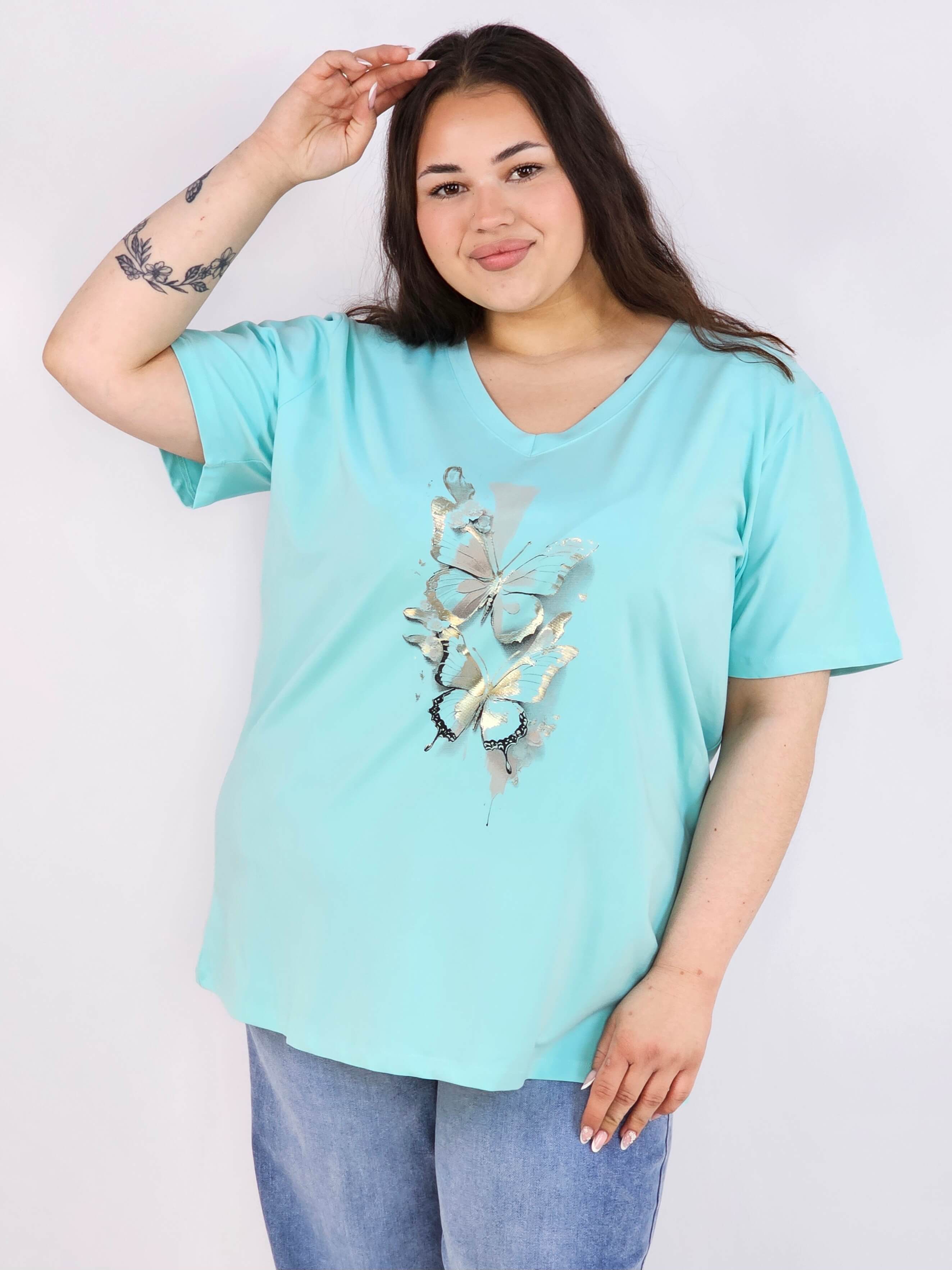 Bluzka plus size XXL z motywem motyli – kobieca i stylowa na co dzień Stylowa XL