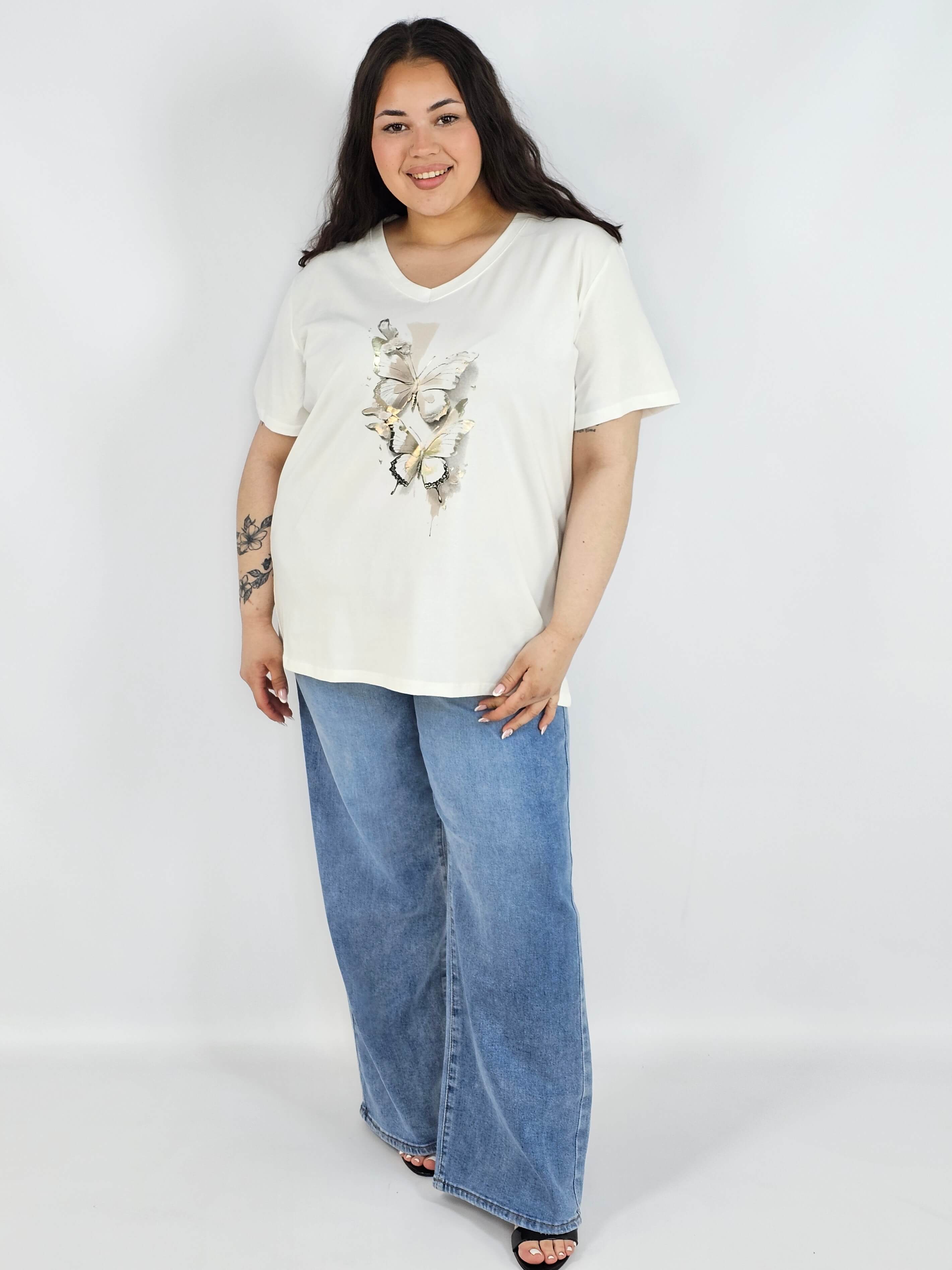 Bluzka plus size XXL z motywem motyli – kobieca i stylowa na co dzień Stylowa XL