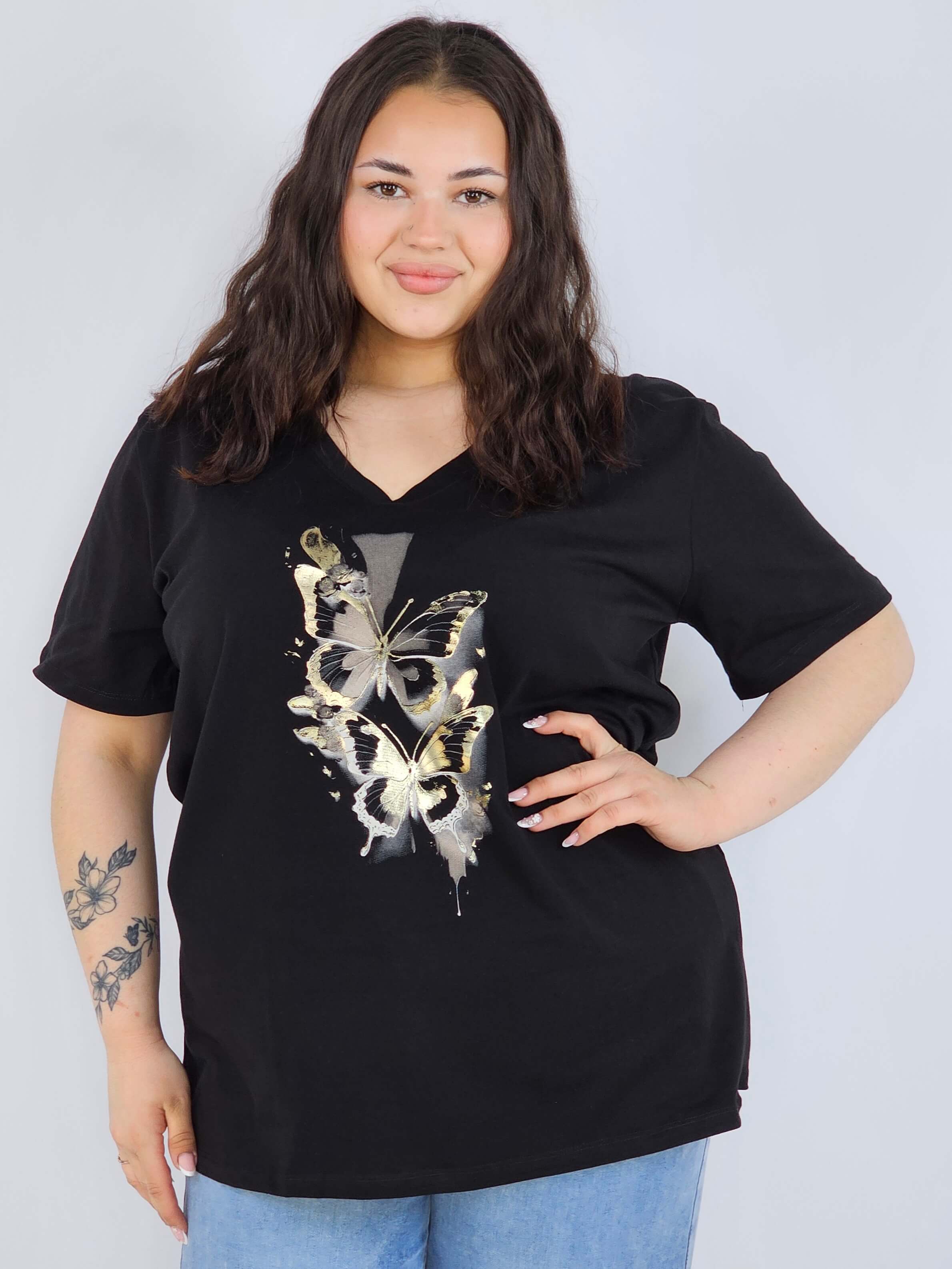Bluzka plus size XXL z motywem motyli – kobieca i stylowa na co dzień Stylowa XL