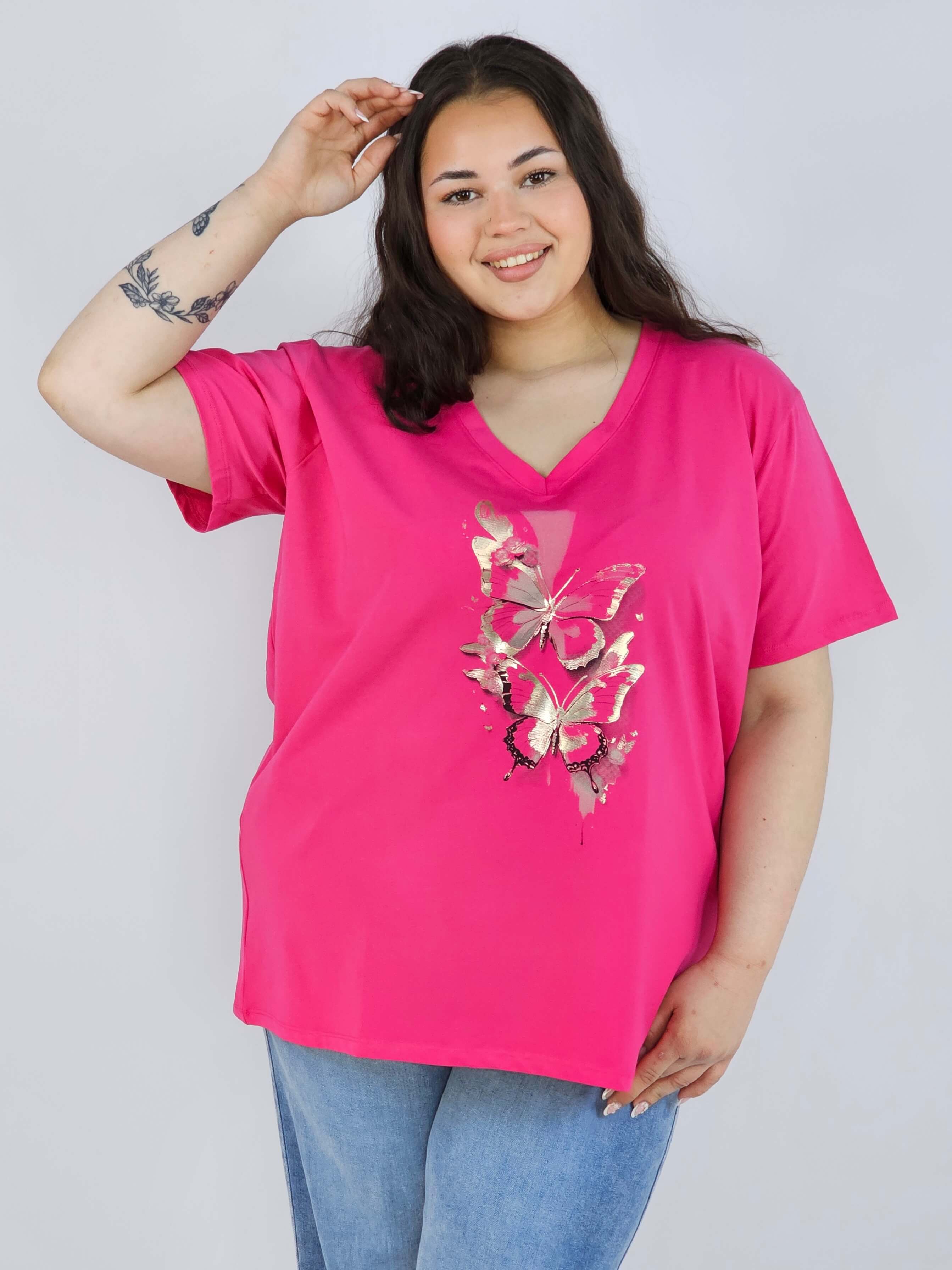 Bluzka plus size XXL z motywem motyli – kobieca i stylowa na co dzień Stylowa XL