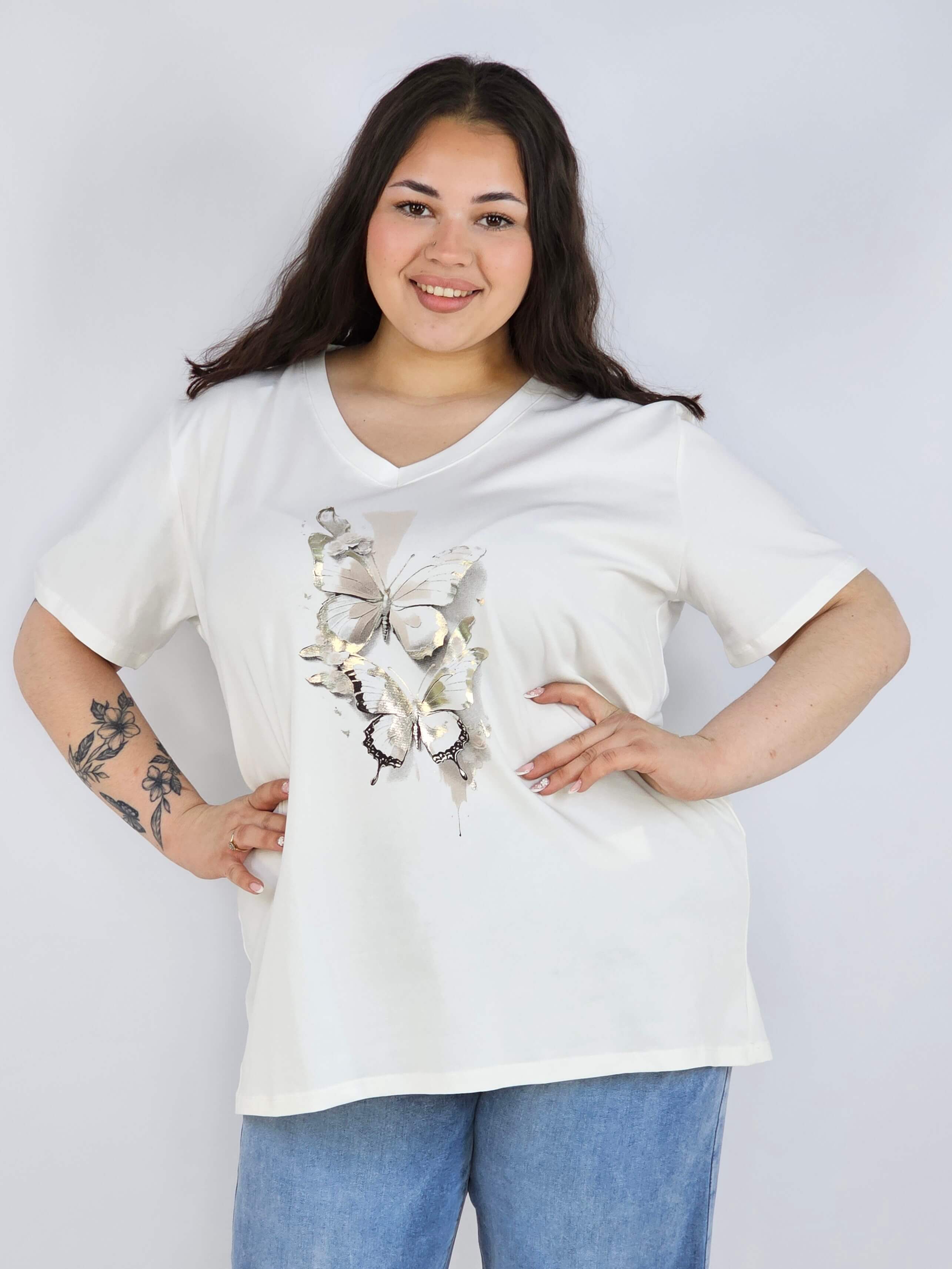 Bluzka plus size XXL z motywem motyli – kobieca i stylowa na co dzień Stylowa XL