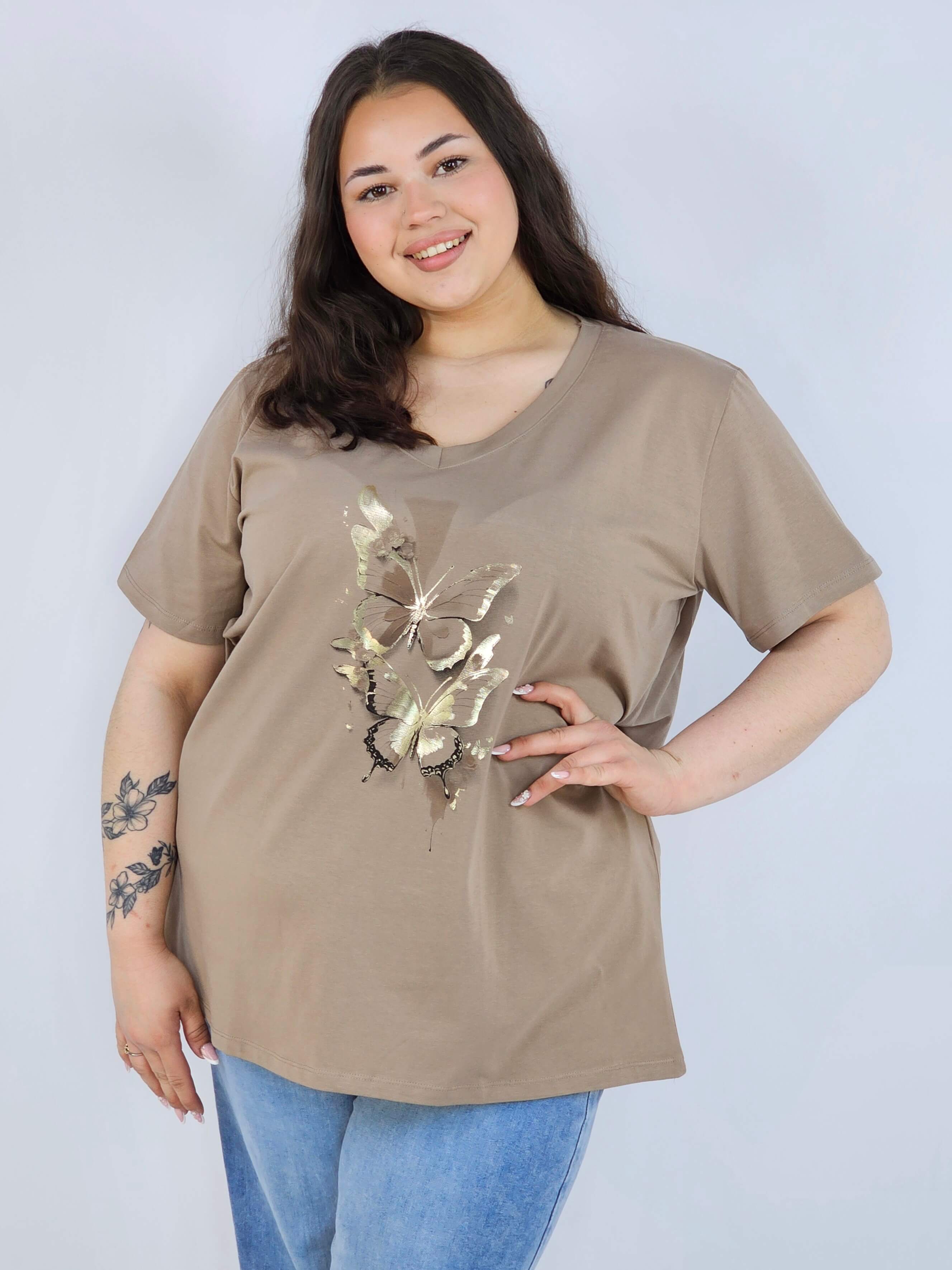 Bluzka plus size XXL z motywem motyli – kobieca i stylowa na co dzień Stylowa XL