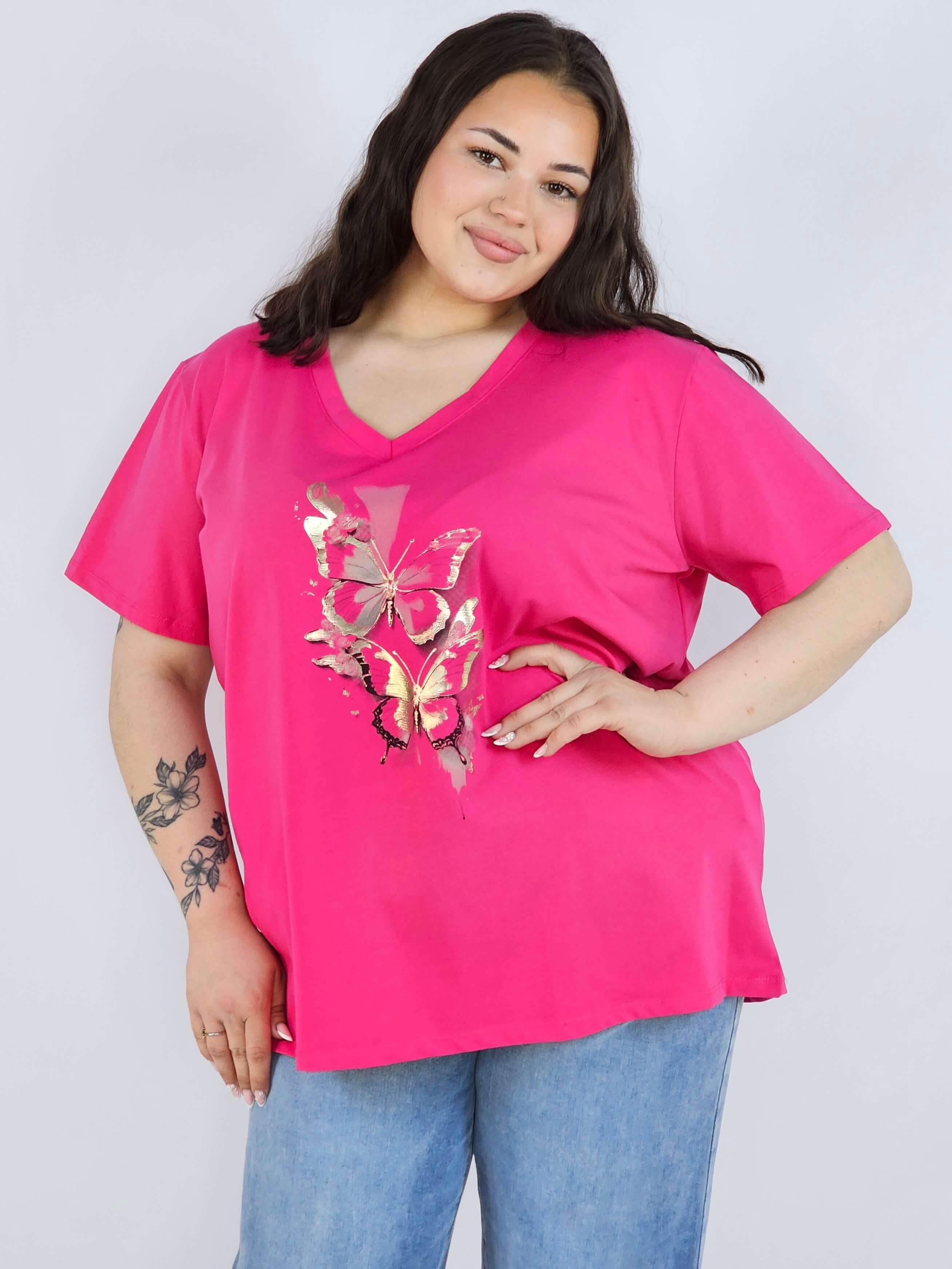 Bluzka plus size XXL z motywem motyli – kobieca i stylowa na co dzień Stylowa XL