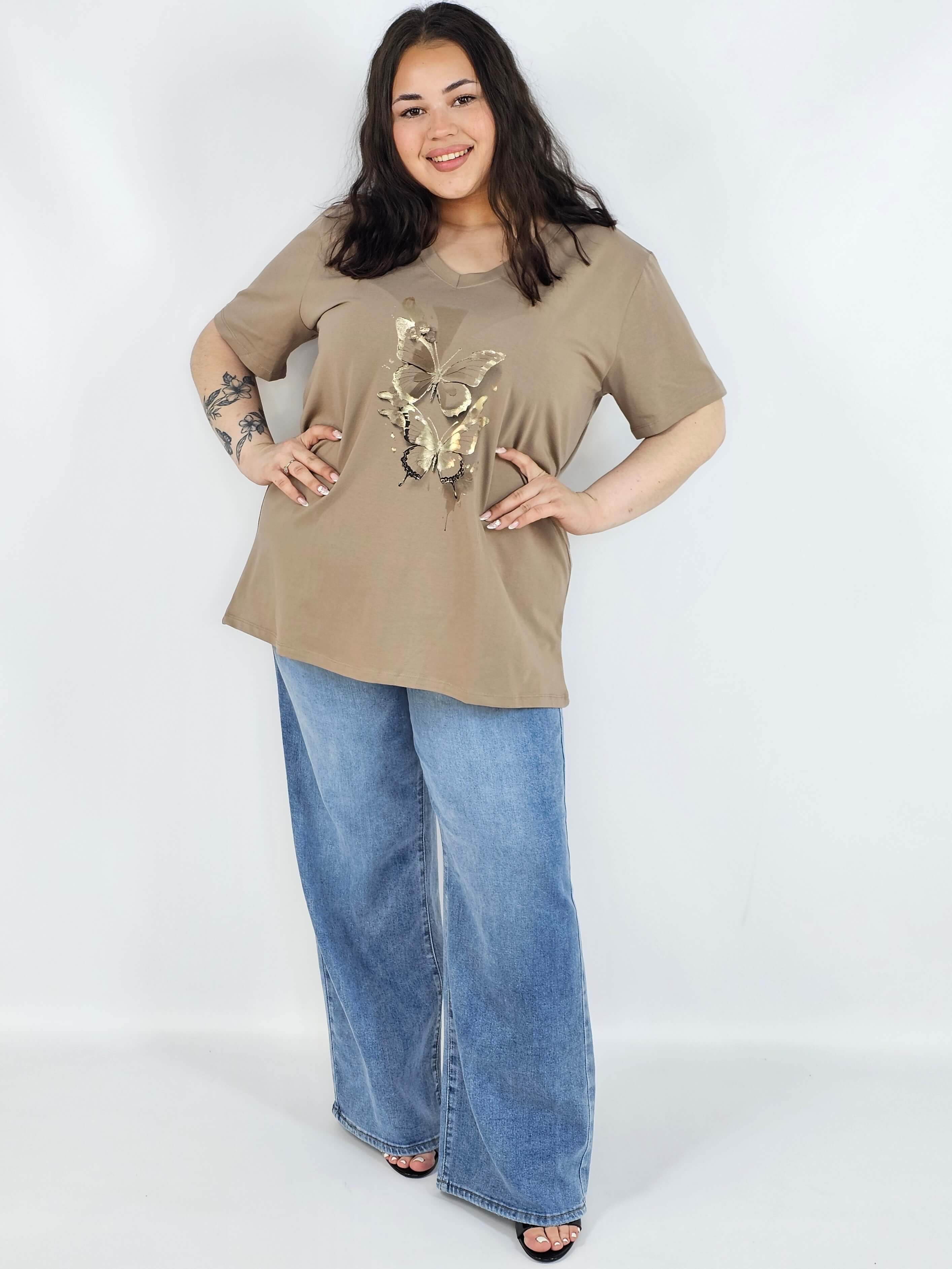 Bluzka plus size XXL z motywem motyli – kobieca i stylowa na co dzień Stylowa XL