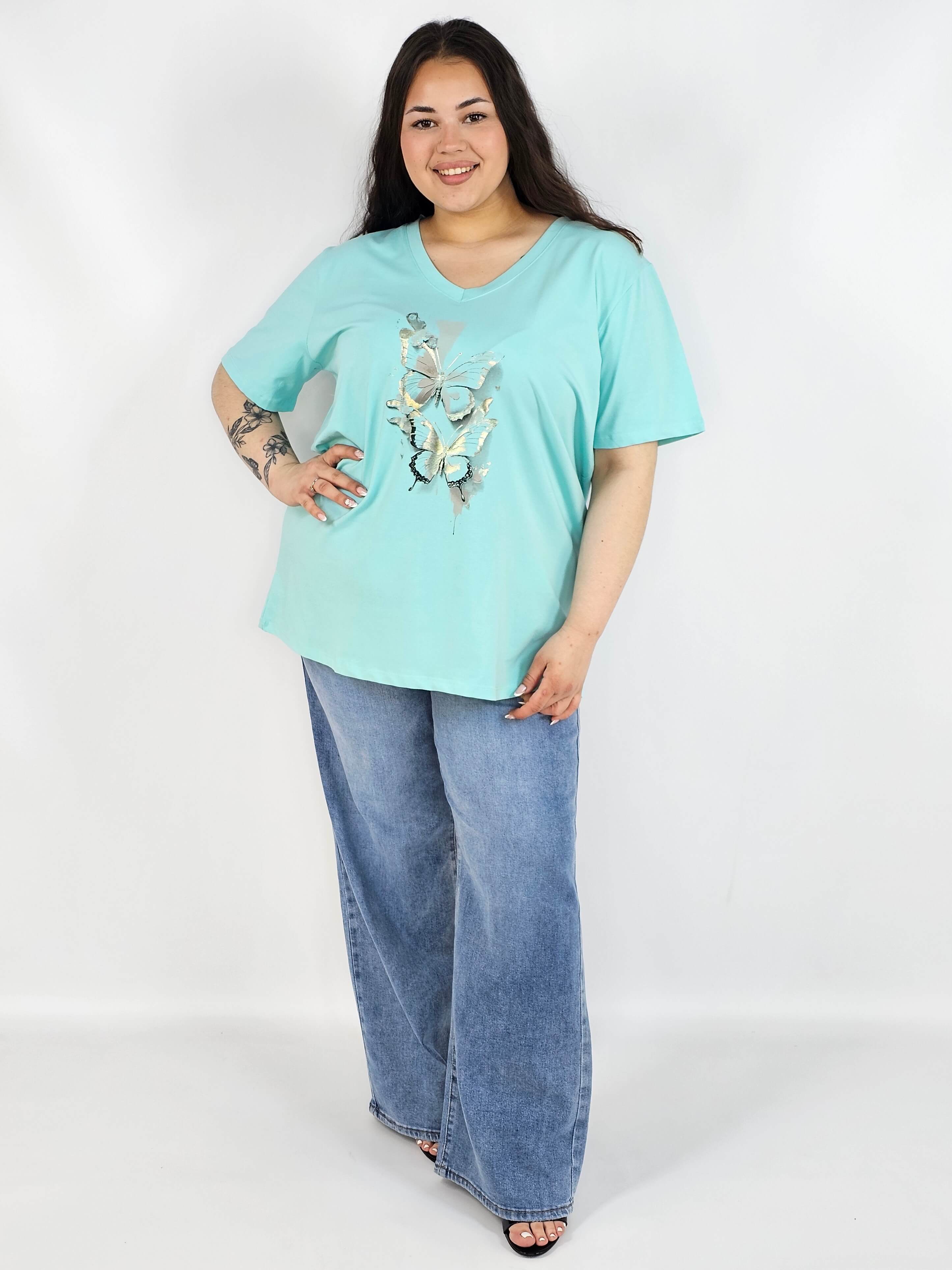 Bluzka plus size XXL z motywem motyli – kobieca i stylowa na co dzień Stylowa XL