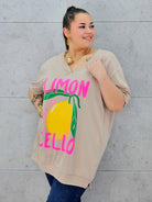 Bluzka plus size – letnia tunika z cytrynowym printem Limoncello Stylowa XL