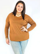 Bluzka plus size basic – gładka bluzka damska XXL z długim rękawem Stylowa XL
