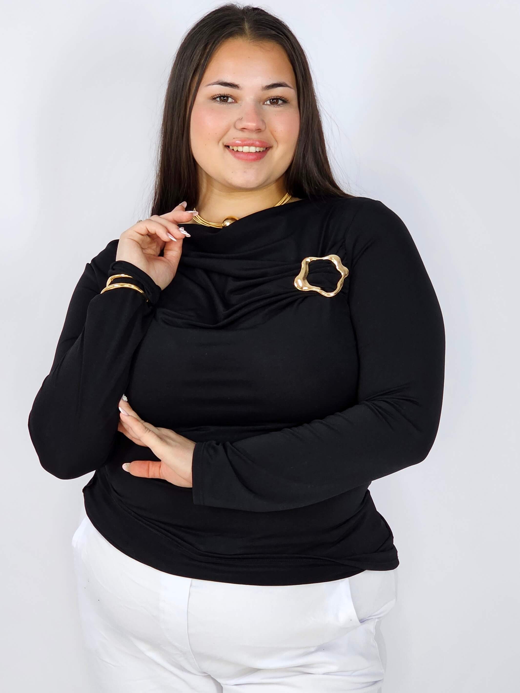 Bluzka plus size elegancka z ozdobną klamrą – dopasowana i stylowa Stylowa XL