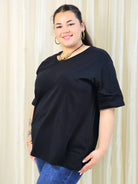 Bluzka plus size gładka z dekoltem V – klasyczna bluzka damska XXL w wielu kolorach Stylowa XL