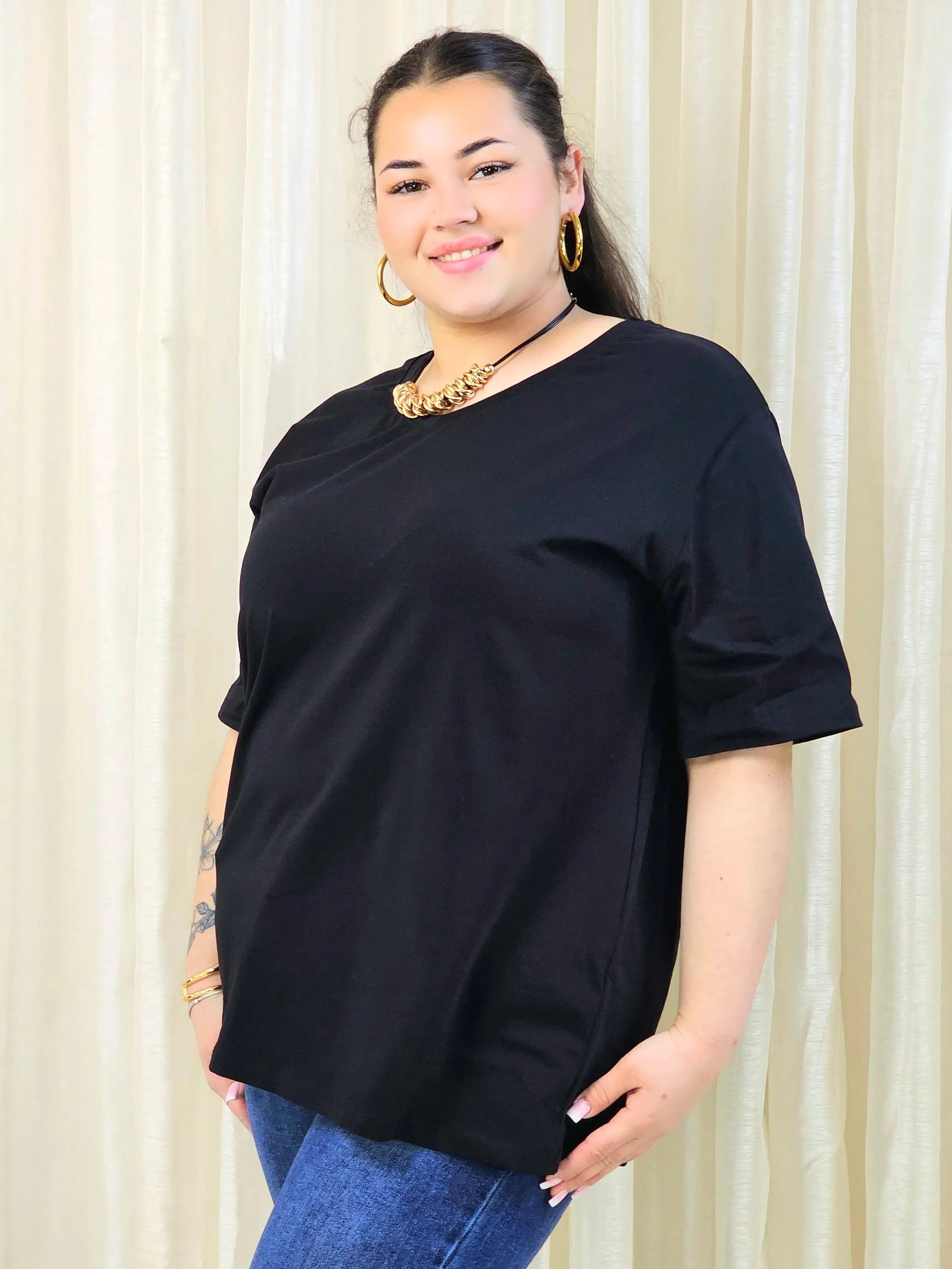 Bluzka plus size gładka z dekoltem V – klasyczna bluzka damska XXL w wielu kolorach Stylowa XL