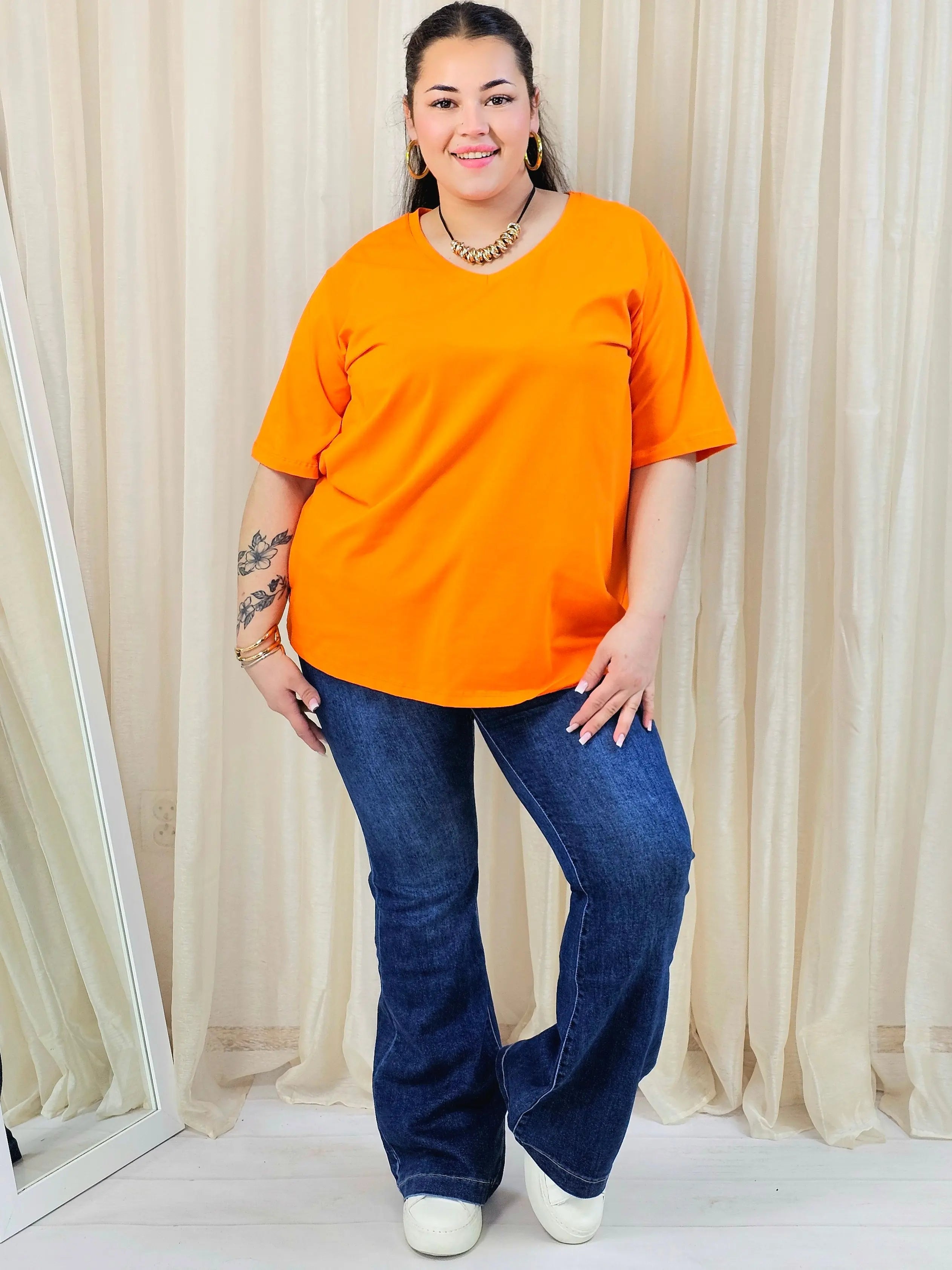 Bluzka plus size gładka z dekoltem V – klasyczna bluzka damska XXL w wielu kolorach Stylowa XL