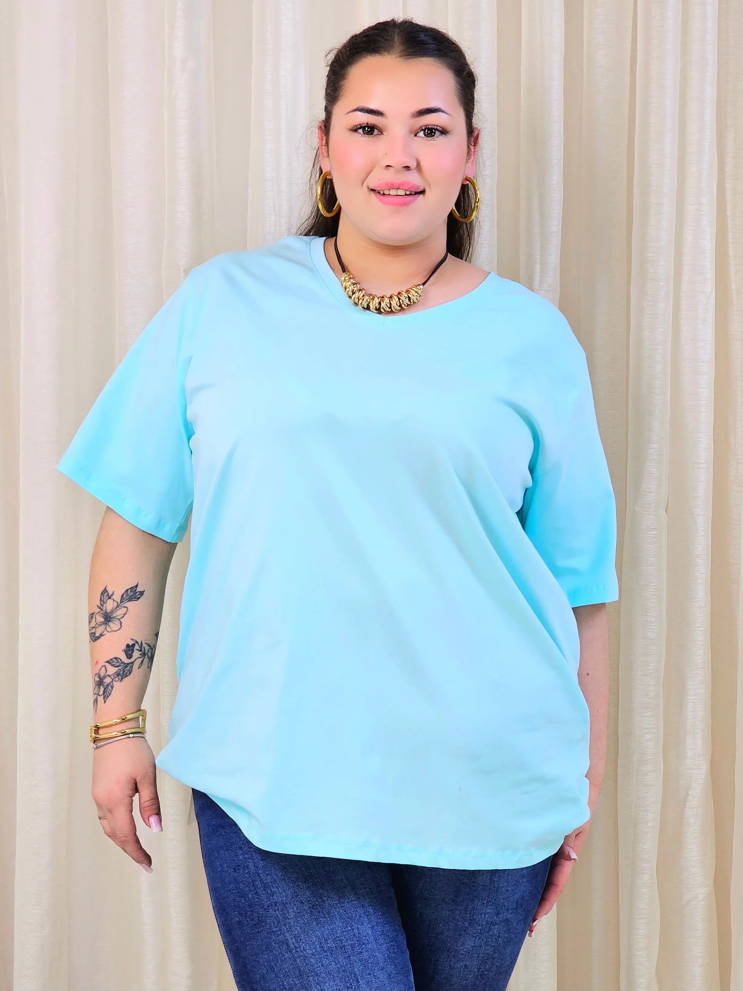 Bluzka plus size gładka z dekoltem V – klasyczna bluzka damska XXL w wielu kolorach Stylowa XL
