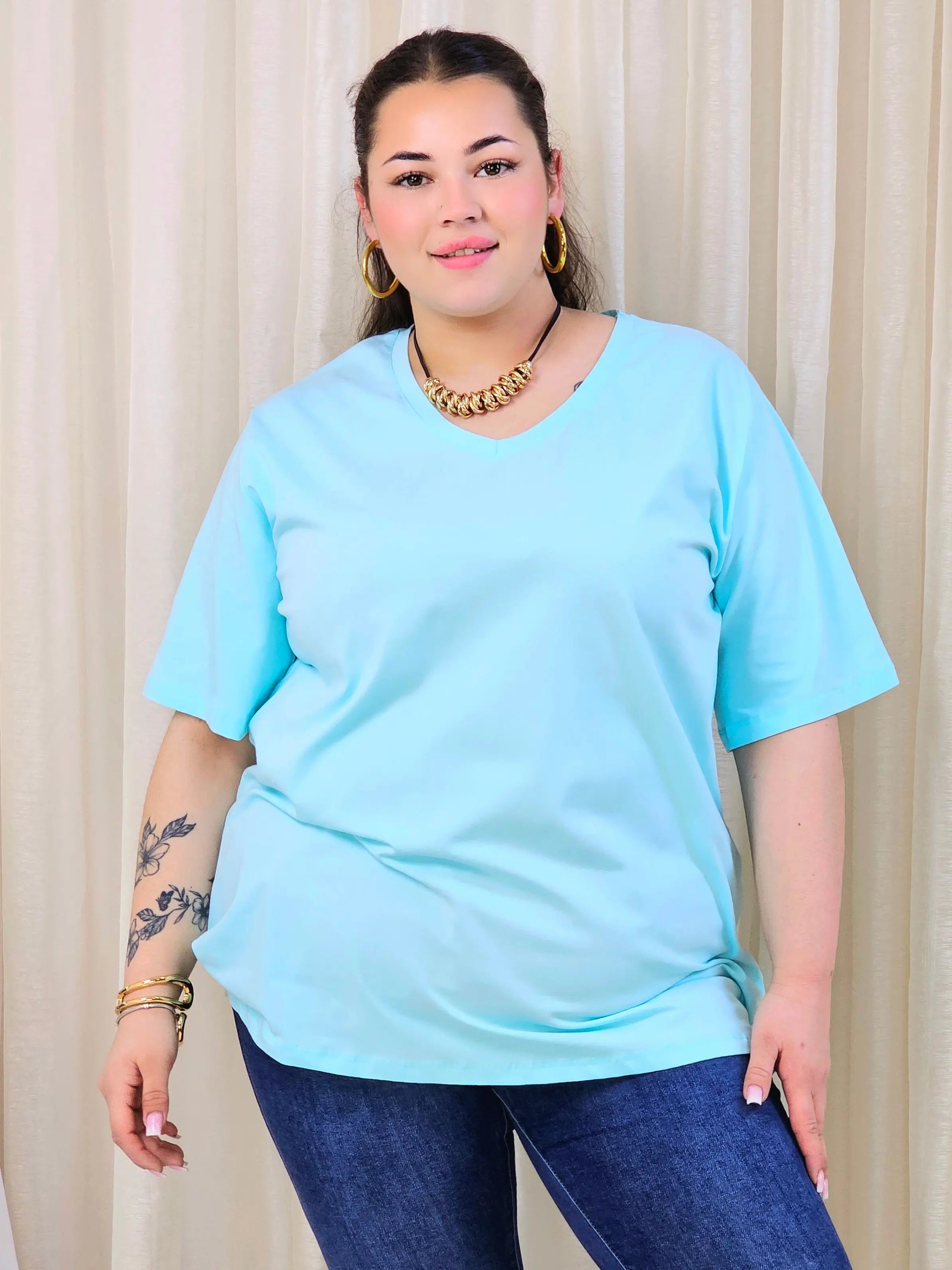 Bluzka plus size gładka z dekoltem V – klasyczna bluzka damska XXL w wielu kolorach Stylowa XL