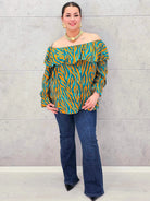 Bluzka plus size hiszpanka w kolorowy print – modna propozycja dla kobiet XXL Stylowa XL