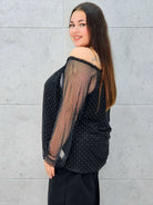 Bluzka plus size hiszpanka z tiulu w kropeczki – kobiecy urok i lekkość Stylowa XL Stylowa XL