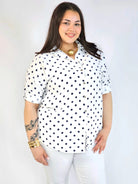 Bluzka plus size koszulowa w grochy – wygodna bluzka XXL Stylowa XL