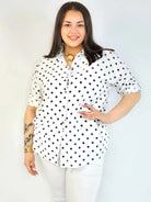 Bluzka plus size koszulowa w grochy – wygodna bluzka XXL Stylowa XL