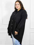 Bluzka plus size koszulowa z dłuższym tyłem – lekka, oversize, na guziki XXL Stylowa XL