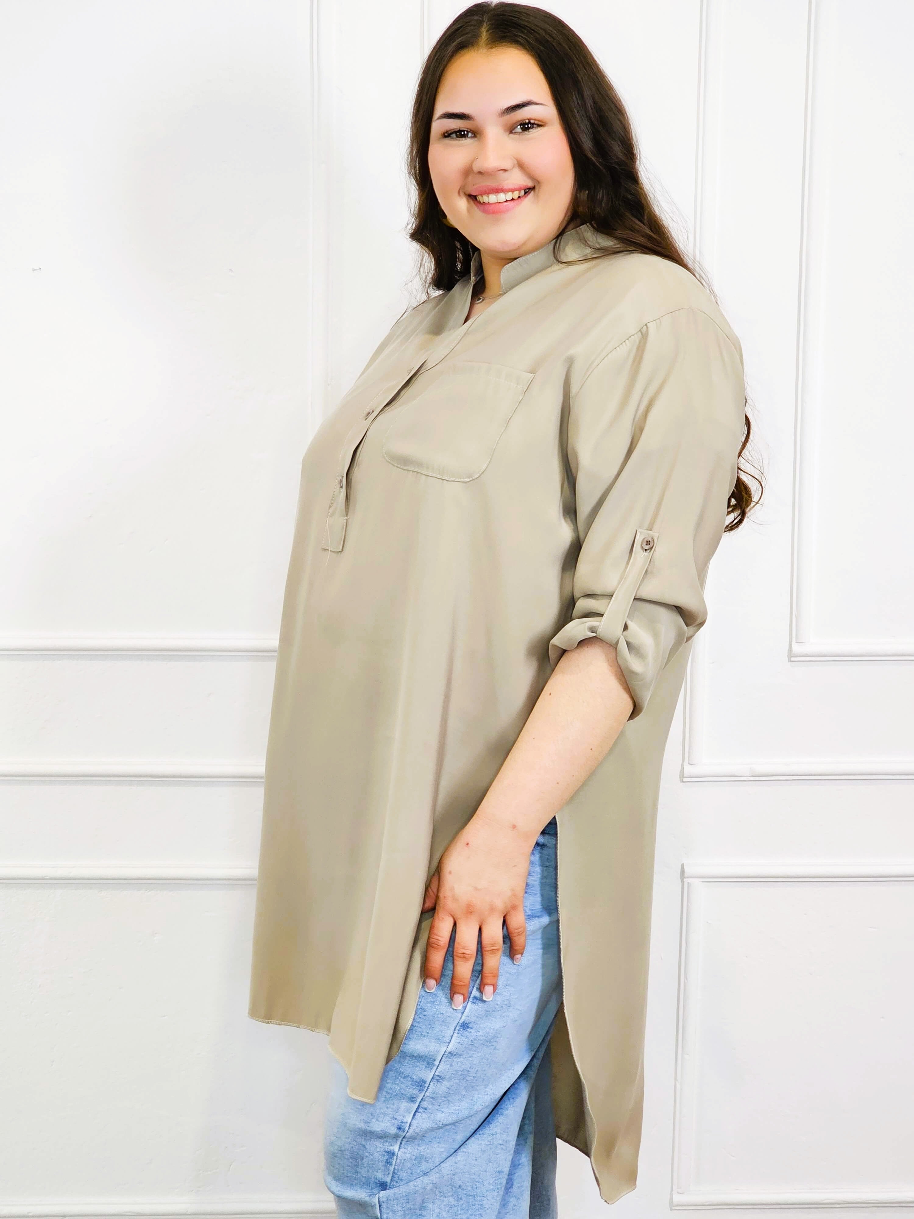 Bluzka plus size koszulowa z dłuższym tyłem – luźny fason XXL Stylowa XL