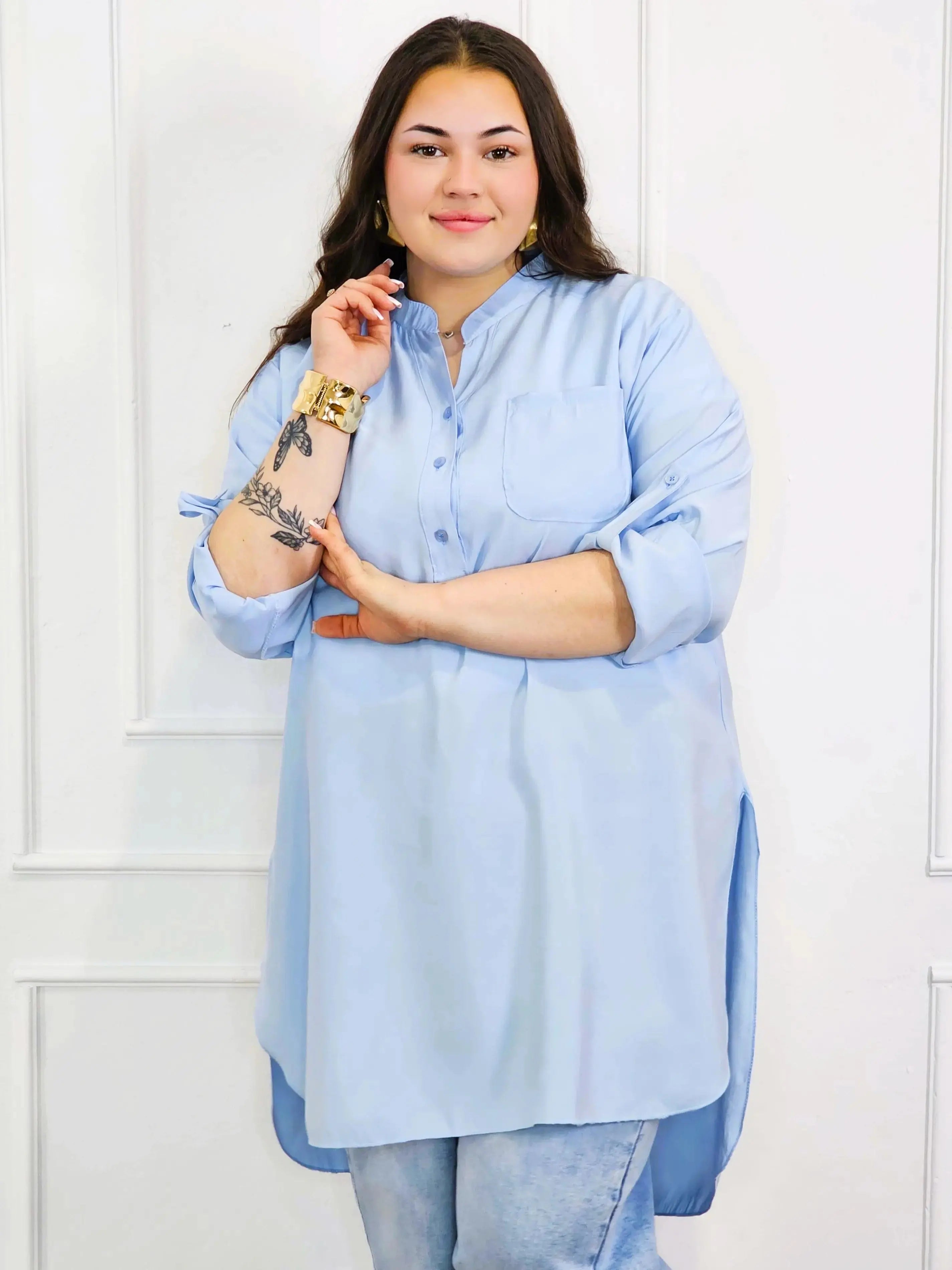 Bluzka plus size koszulowa z dłuższym tyłem – luźny fason XXL Stylowa XL