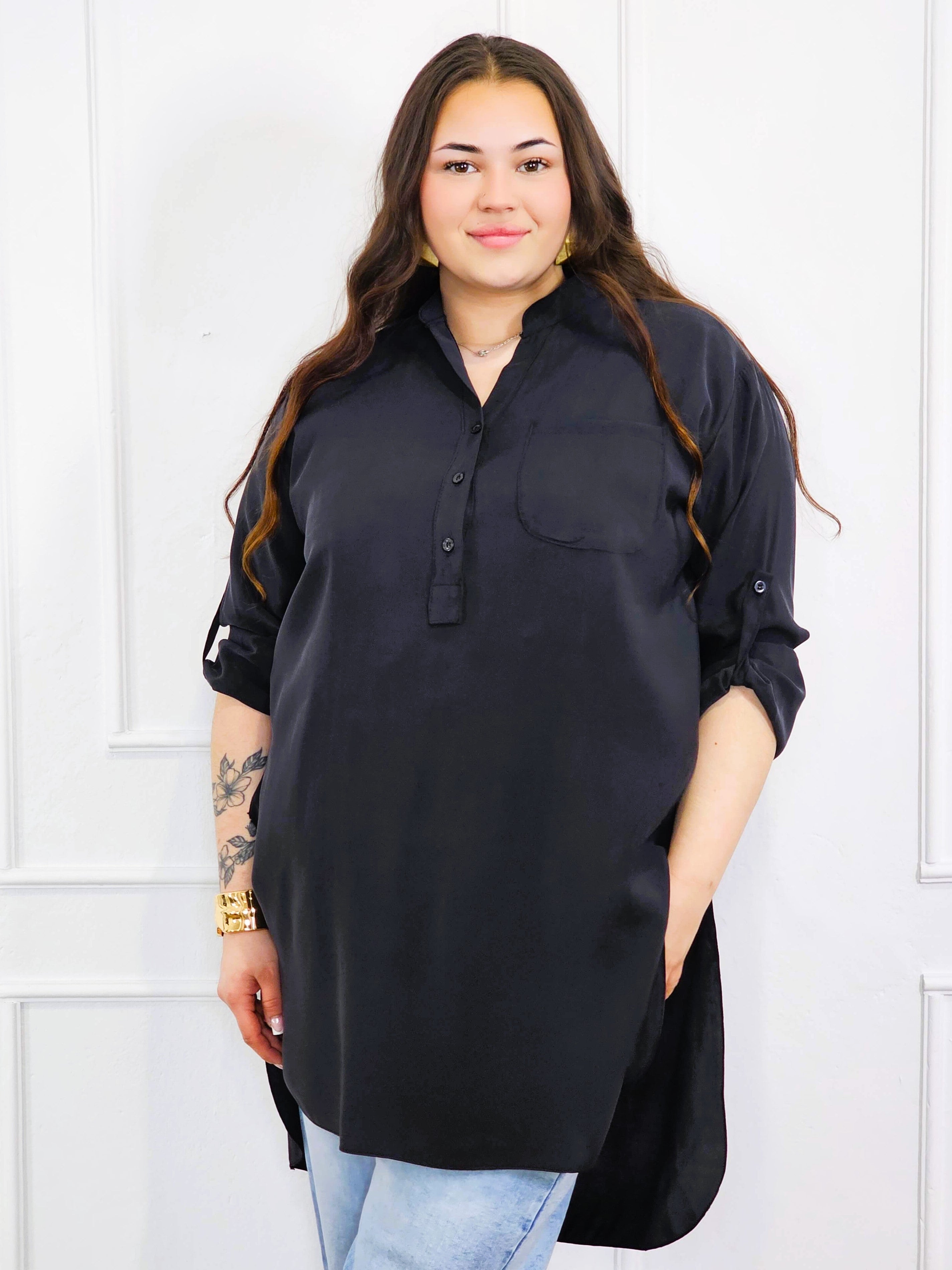 Bluzka plus size koszulowa z dłuższym tyłem – luźny fason XXL Stylowa XL