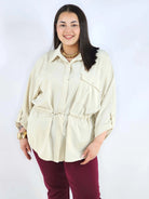 Bluzka plus size koszulowa z kołnierzykiem – elegancka bluzka damska XXL z wiązaniem Stylowa XL