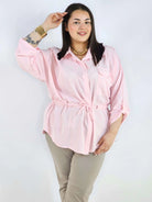 Bluzka plus size koszulowa z kołnierzykiem – elegancka bluzka damska XXL z wiązaniem Stylowa XL