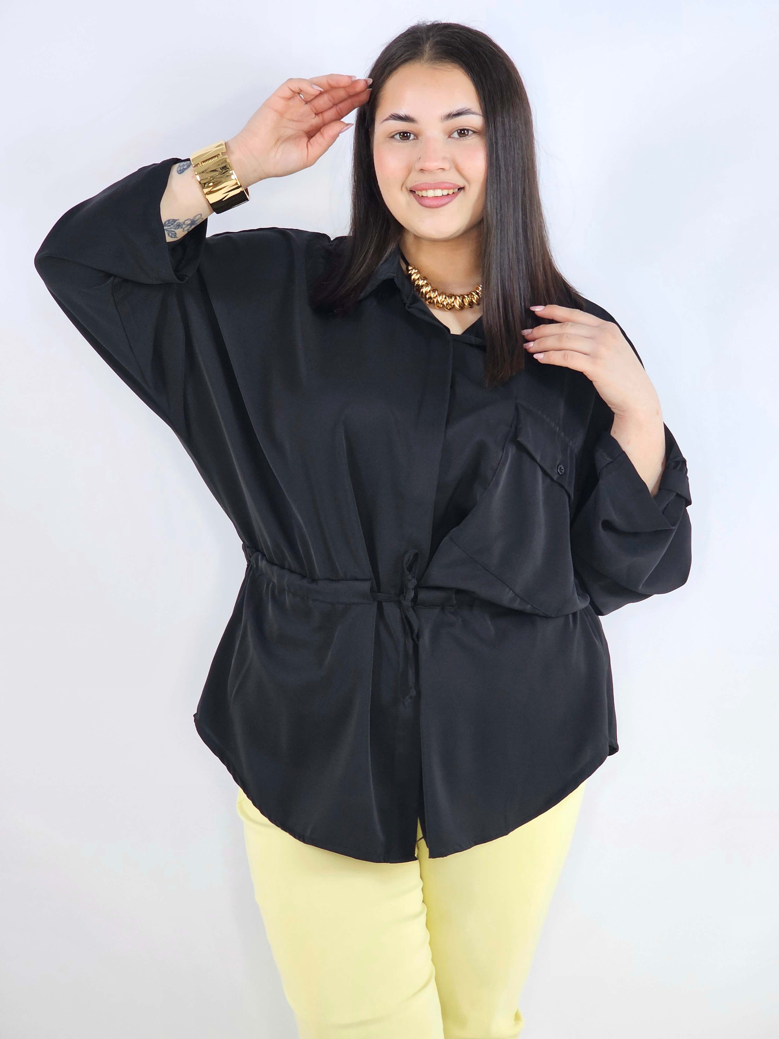 Bluzka plus size koszulowa z kołnierzykiem – elegancka bluzka damska XXL z wiązaniem Stylowa XL