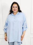 Bluzka plus size koszulowa z kołnierzykiem – luźny fason oversize z dłuższym tyłem Stylowa XL