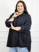 Bluzka plus size koszulowa z kołnierzykiem – luźny fason oversize z dłuższym tyłem Stylowa XL