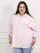 Bluzka plus size koszulowa z kołnierzykiem – luźny fason oversize z dłuższym tyłem Stylowa XL