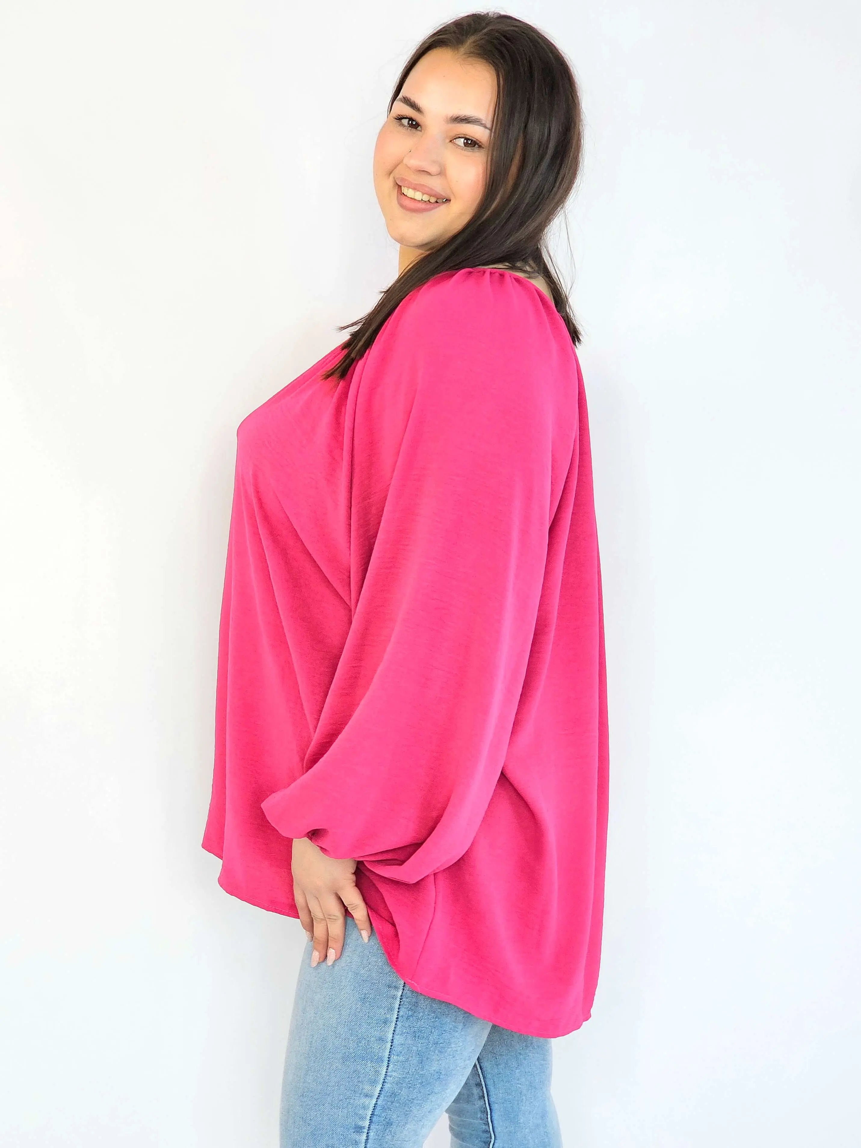 Bluzka plus size oversize – elegancka bluzka damska XXL z szerokim rękawem Stylowa XL
