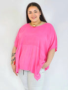 Bluzka plus size oversize różowa – luźna bluzka XXL damska Stylowa XL