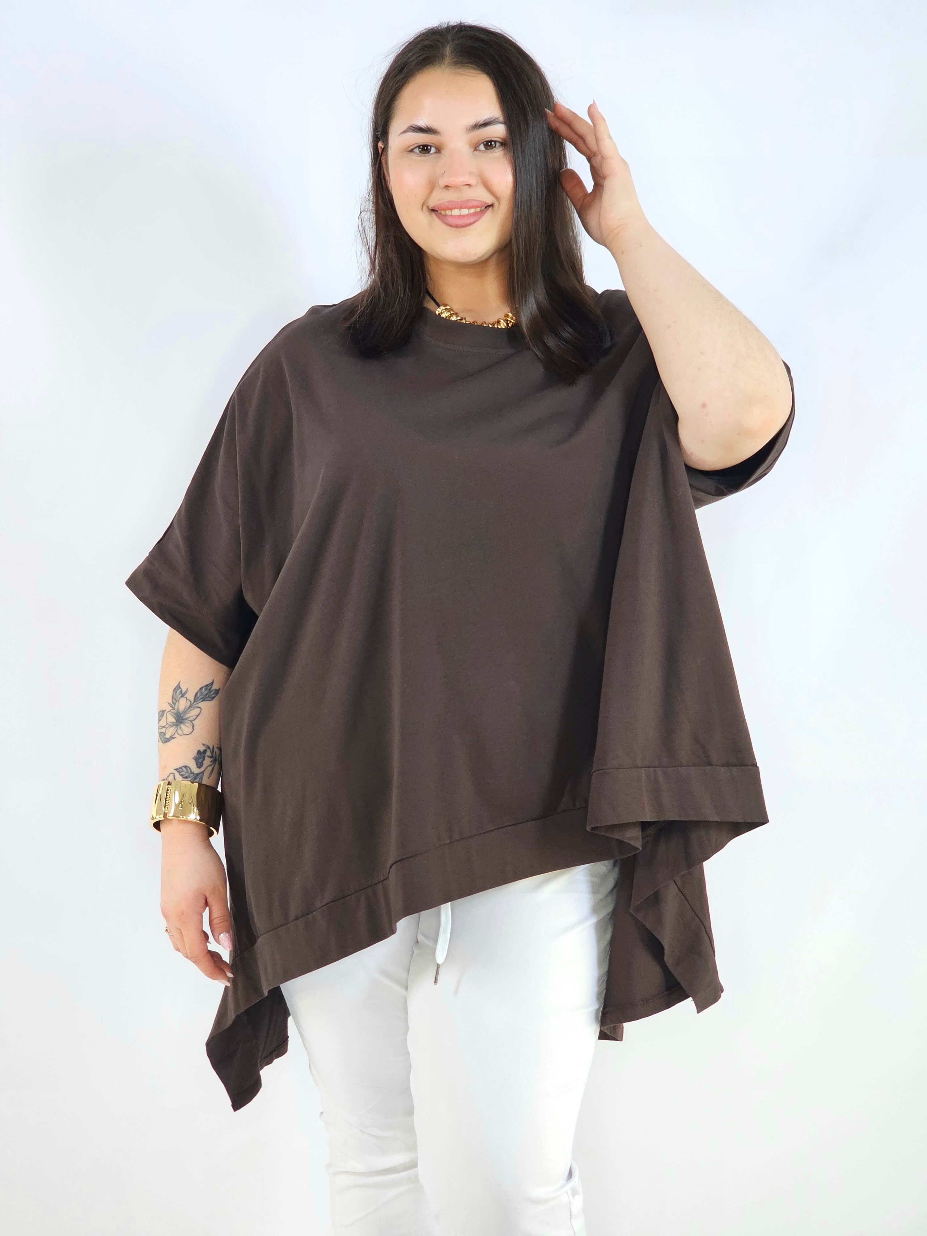 Bluzka plus size oversize z asymetrycznym dołem – wygodna bluzka damska XXL Stylowa XL