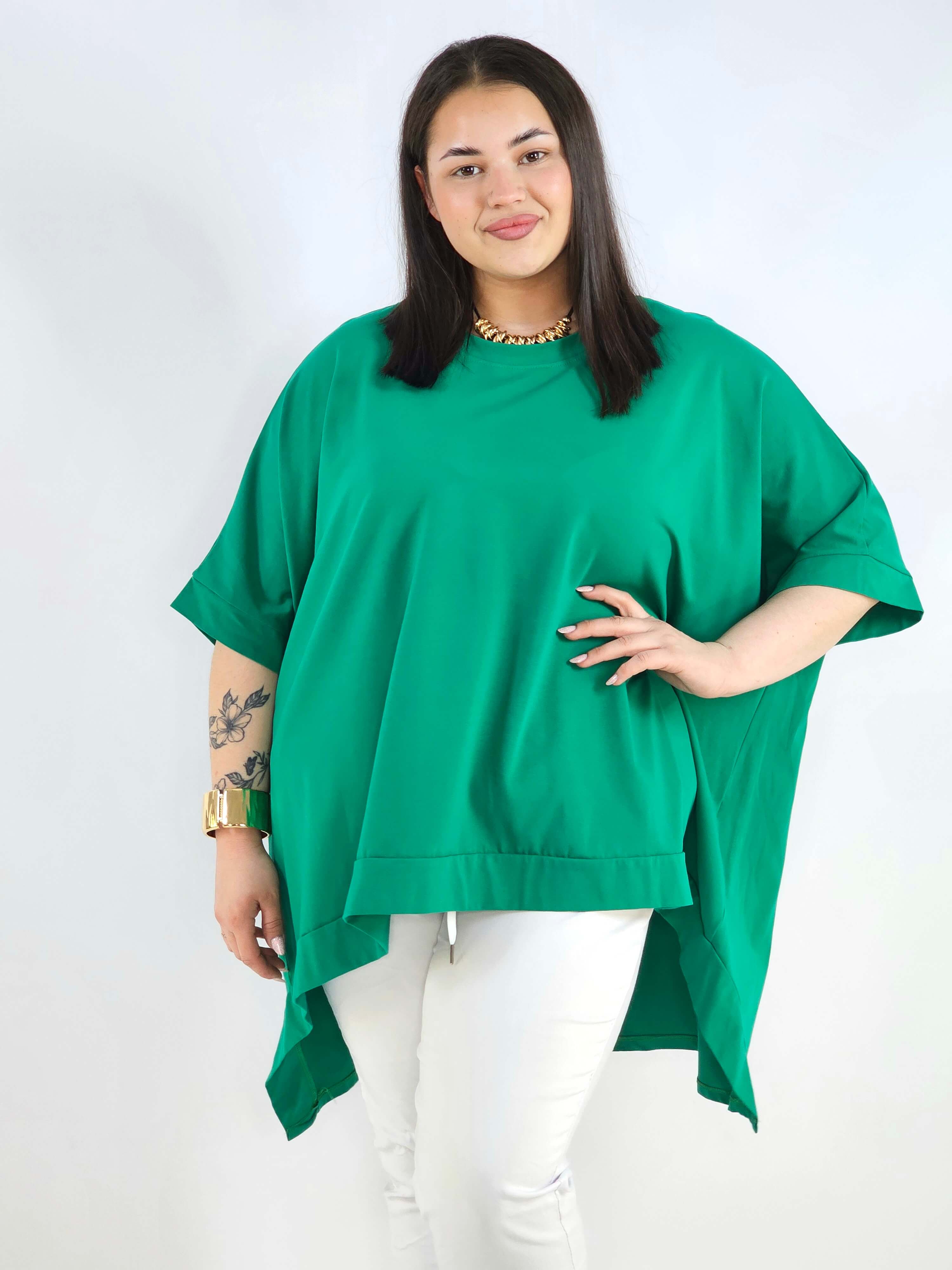 Bluzka plus size oversize z asymetrycznym dołem – wygodna bluzka damska XXL Stylowa XL