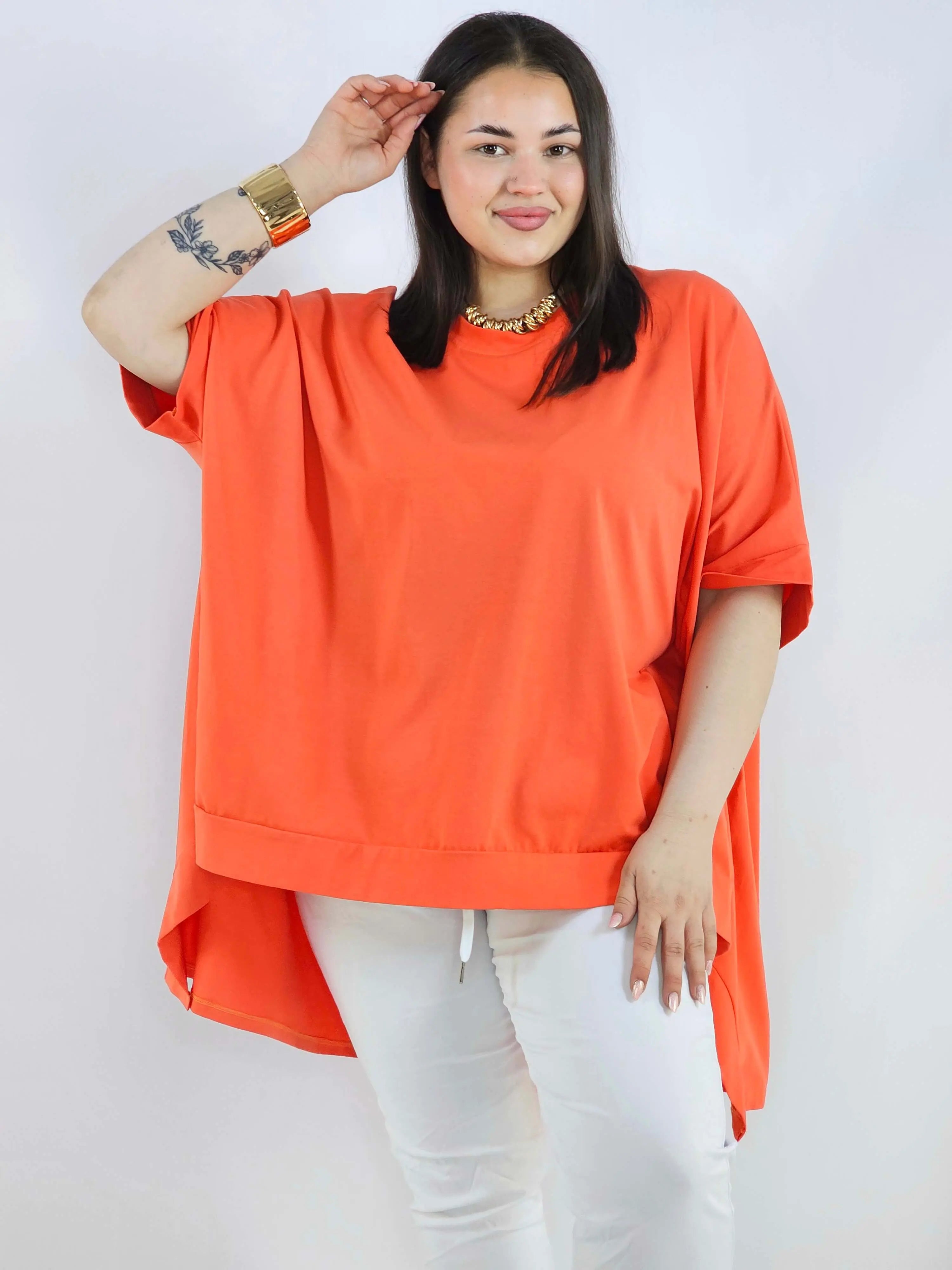 Bluzka plus size oversize z asymetrycznym dołem – wygodna bluzka damska XXL Stylowa XL