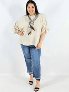Bluzka plus size oversize z wiązanymi rękawami lekka i stylowa XXL Stylowa XL