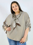 Bluzka plus size oversize z wiązanymi rękawami lekka i stylowa XXL Stylowa XL